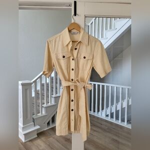 & Other Stories Tan Buttoned Mini Dress